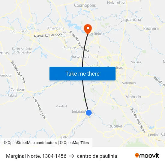 Marginal Norte, 1304-1456 to centro de paulinia map