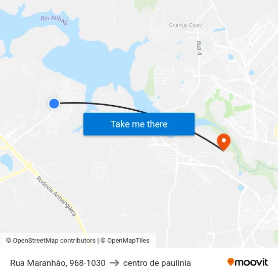 Rua Maranhão, 968-1030 to centro de paulinia map
