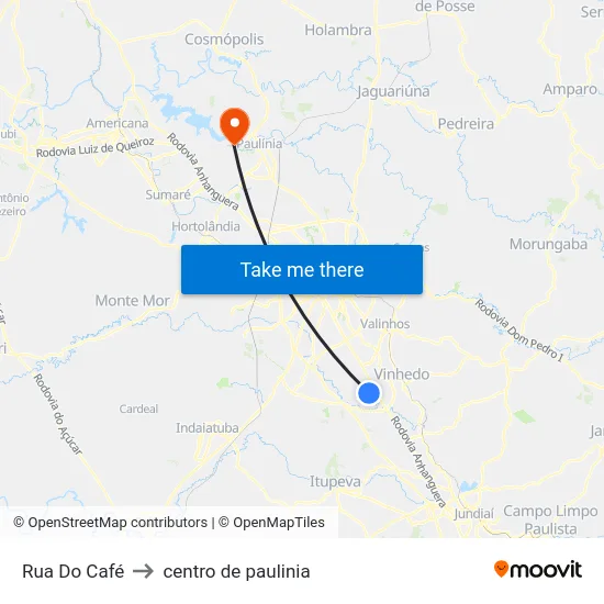 Rua Do Café to centro de paulinia map
