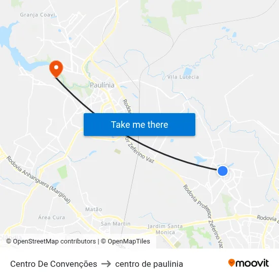 Centro De Convenções to centro de paulinia map