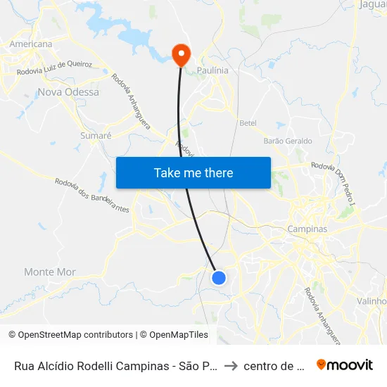 Rua Alcídio Rodelli Campinas - São Paulo 13059 Brasil to centro de paulinia map