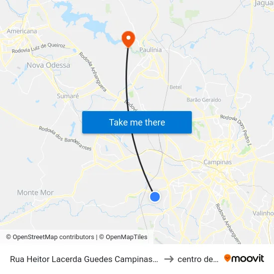 Rua Heitor Lacerda Guedes Campinas - São Paulo 13059 Brasil to centro de paulinia map