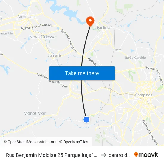 Rua Benjamin Moloise 25 Parque Itajaí Campinas - SP 13058-020 Brasil to centro de paulinia map