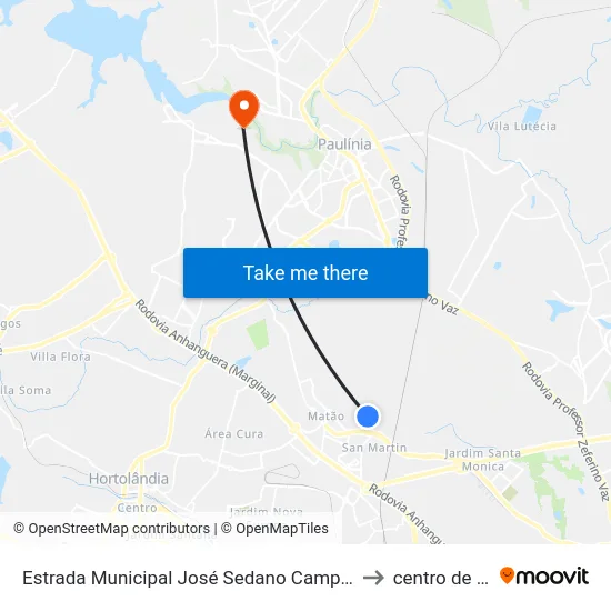 Estrada Municipal José Sedano Campinas - São Paulo Brasil to centro de paulinia map