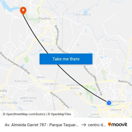 Av. Almeida Garret 787 - Parque Taquaral Campinas - SP 13087-291 Brasil to centro de paulinia map