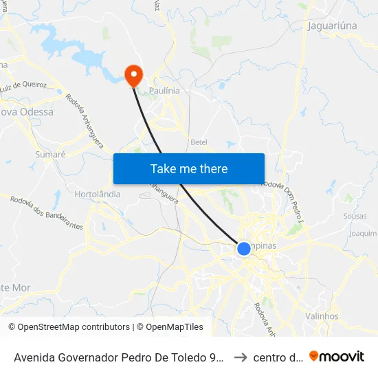 Avenida Governador Pedro De Toledo 98 Campinas - São Paulo 13070 Brasil to centro de paulinia map