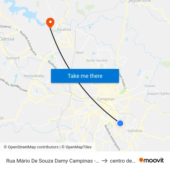 Rua Mário De Souza Damy Campinas - São Paulo 13044 Brasil to centro de paulinia map