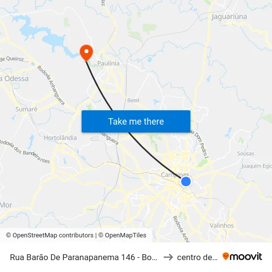 Rua Barão De Paranapanema 146 - Bosque Campinas - SP Brasil to centro de paulinia map