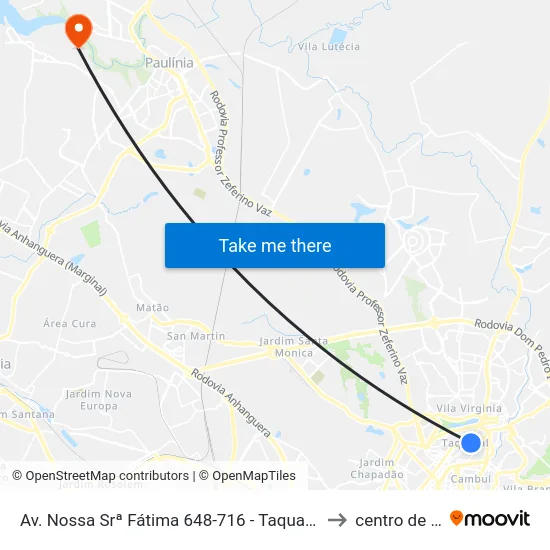 Av. Nossa Srª Fátima 648-716 - Taquaral Campinas - SP Brasil to centro de paulinia map