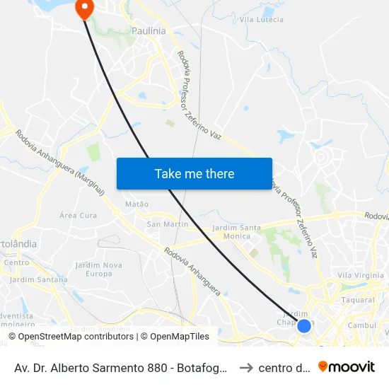 Av. Dr. Alberto Sarmento 880 - Botafogo Campinas - SP 13070-711 Brasil to centro de paulinia map