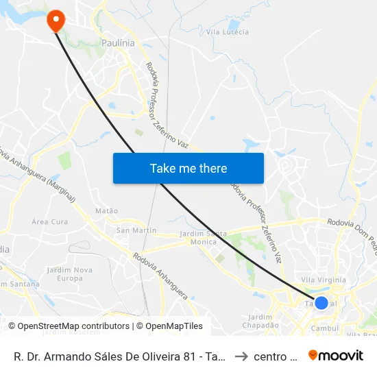 R. Dr. Armando Sáles De Oliveira 81 - Taquaral Campinas - SP 13076-015 Brasil to centro de paulinia map