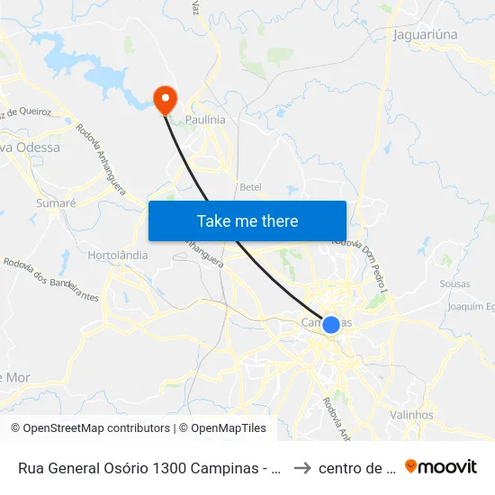 Rua General Osório 1300 Campinas - São Paulo 13010 Brasil to centro de paulinia map