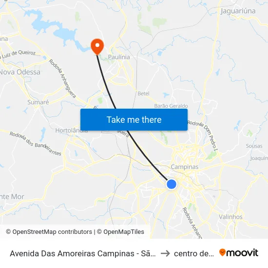 Avenida Das Amoreiras Campinas - São Paulo 13036-225 Brasil to centro de paulinia map
