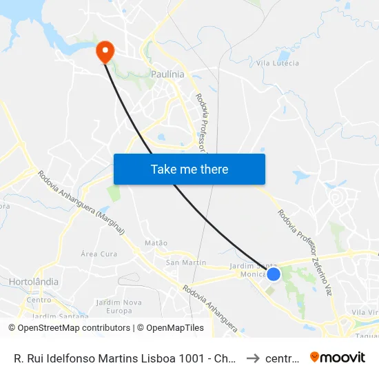 R. Rui Idelfonso Martins Lisboa 1001 - Chácaras Campos Dos Amarais Campinas - SP 13082-020 Brasil to centro de paulinia map