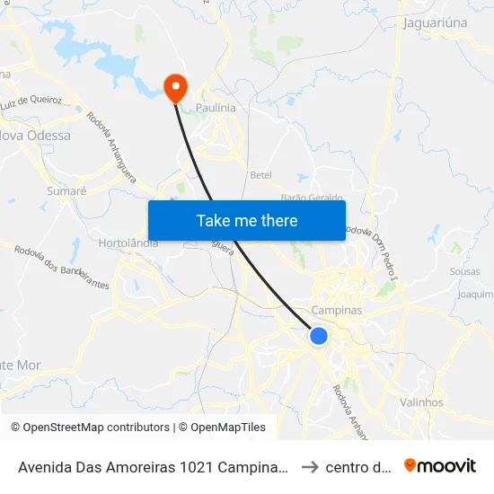 Avenida Das Amoreiras 1021 Campinas - São Paulo 13030-405 Brasil to centro de paulinia map