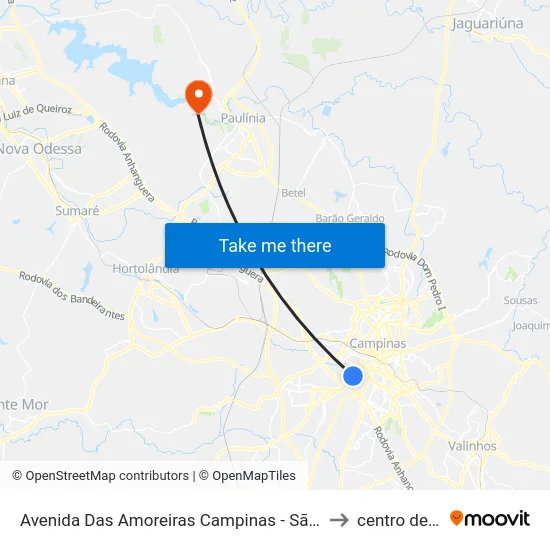 Avenida Das Amoreiras Campinas - São Paulo 13036-225 Brasil to centro de paulinia map