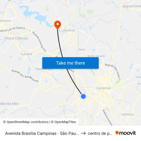 Avenida Brasília Campinas - São Paulo 13060 Brasil to centro de paulinia map