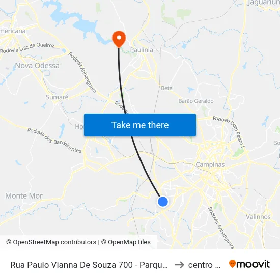 Rua Paulo Vianna De Souza 700 - Parque Res. Vila União Campinas - SP Brasil to centro de paulinia map