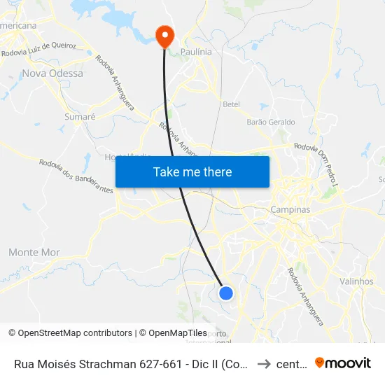Rua Moisés Strachman 627-661 - Dic II (Conj Habitacional Doutor Antonio Mendonca De Barros) Campinas - SP 13054-210 Brasil to centro de paulinia map