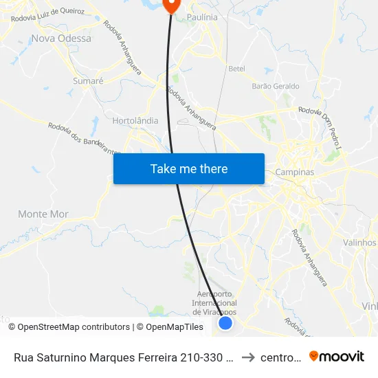 Rua Saturnino Marques Ferreira 210-330 - Jardim Fernanda Campinas - SP 13053-636 Brasil to centro de paulinia map