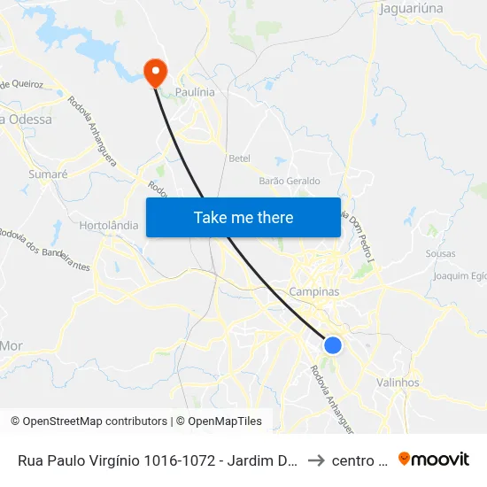 Rua Paulo Virgínio 1016-1072 - Jardim Dos Oliveiras Campinas - SP 13044-240 Brasil to centro de paulinia map