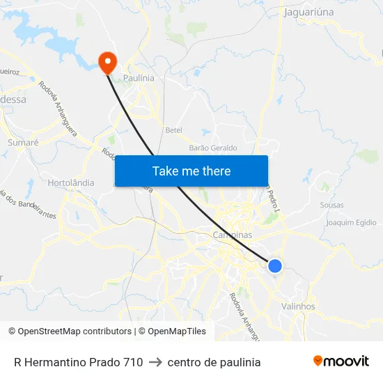 R Hermantino Prado 710 to centro de paulinia map