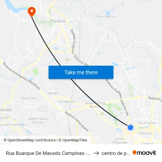 Rua Buarque De Macedo Campinas - São Paulo Brasil to centro de paulinia map