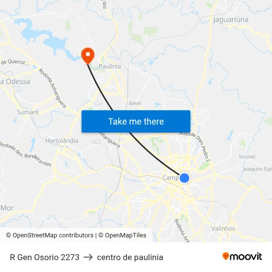 R Gen Osorio 2273 to centro de paulinia map
