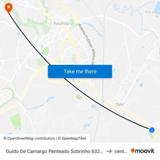 Guido De Camargo Penteado Sobrinho 632-976 - Chácara De Recreio Barao - Chácara De Recreio Barao Campinas - SP Brasil to centro de paulinia map