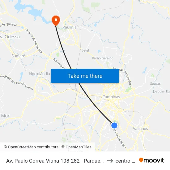 Av. Paulo Correa Viana 108-282 - Parque Jambeiro Campinas - SP 13042-680 Brasil to centro de paulinia map