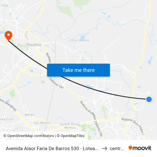 Avenida Alaor Faria De Barros 530 - Loteamento Alphaville Campinas Campinas - SP 13098-393 Brasil to centro de paulinia map