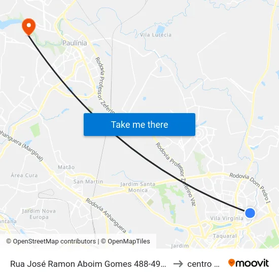 Rua José Ramon Aboim Gomes 488-496 - Vila Nogueira Campinas - SP Brasil to centro de paulinia map