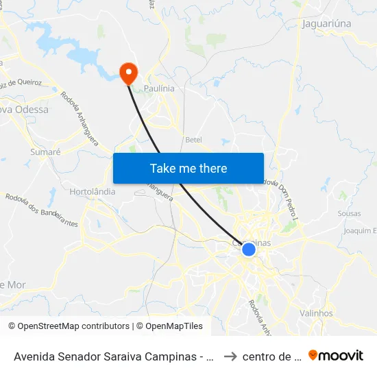 Avenida Senador Saraiva Campinas - São Paulo 13013 Brasil to centro de paulinia map