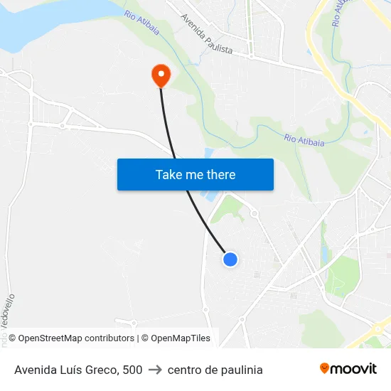 Avenida Luís Greco, 500 to centro de paulinia map