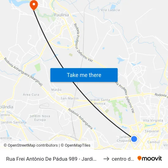 Rua Frei Antônio De Pádua 989 - Jardim Guanabara Campinas - SP Brasil to centro de paulinia map