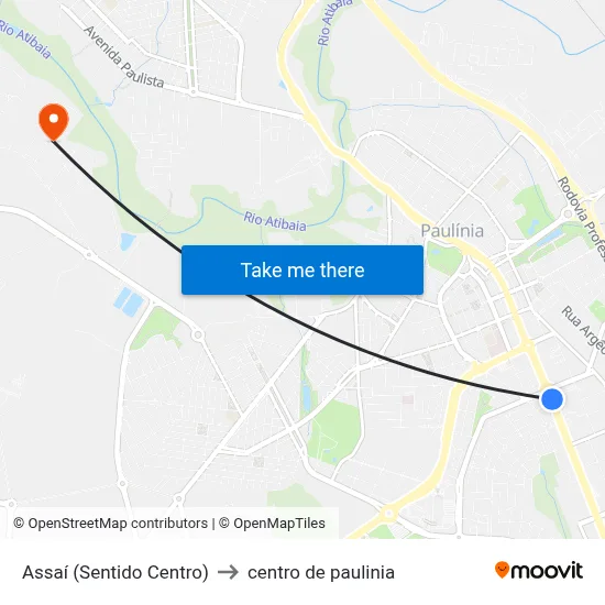 Assaí (Sentido Centro) to centro de paulinia map