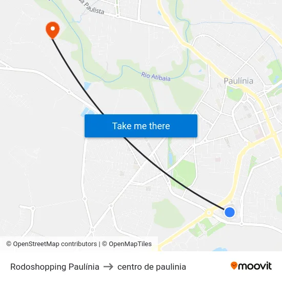 Rodoshopping Paulínia to centro de paulinia map