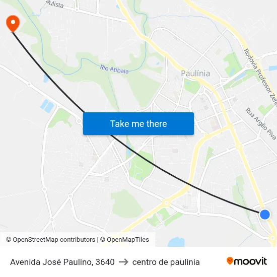 Avenida José Paulino, 3640 to centro de paulinia map