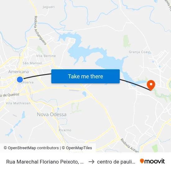 Rua Marechal Floriano Peixoto, 197 to centro de paulinia map