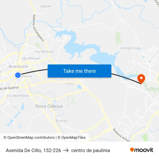 Avenida De Cillo, 152-226 to centro de paulinia map
