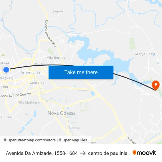 Avenida Da Amizade, 1558-1684 to centro de paulinia map
