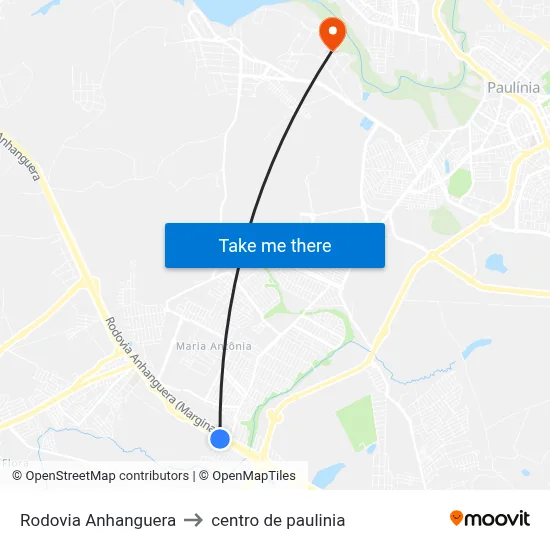 Rodovia Anhanguera to centro de paulinia map