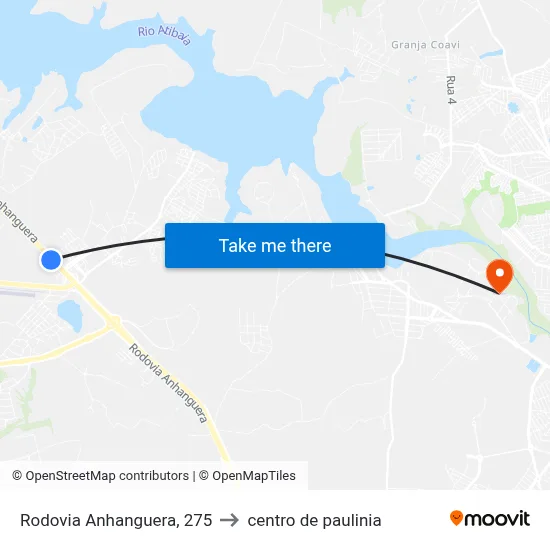 Rodovia Anhanguera, 275 to centro de paulinia map