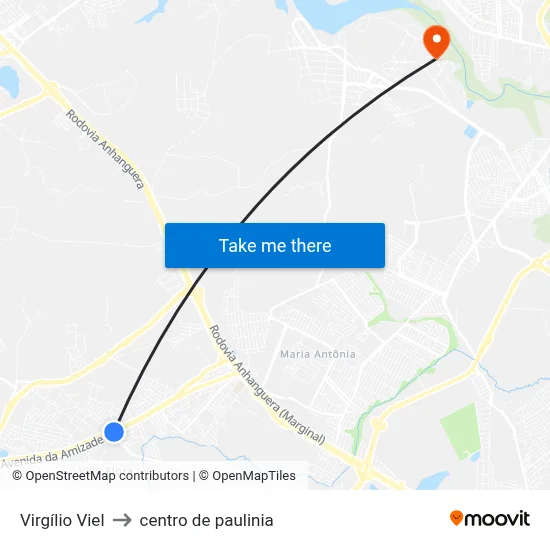 Virgílio Viel to centro de paulinia map