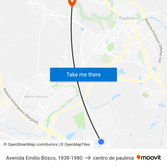 Avenida Emílio Bôsco, 1938-1980 to centro de paulinia map