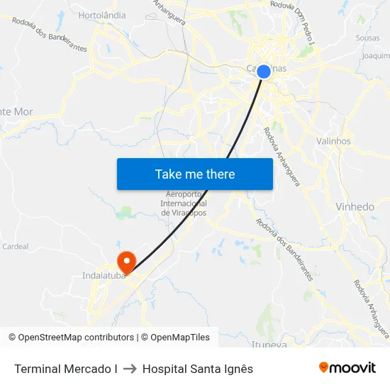 Terminal Mercado I to Hospital Santa Ignês map
