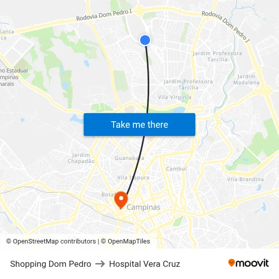 Shopping Dom Pedro to Hospital Vera Cruz map