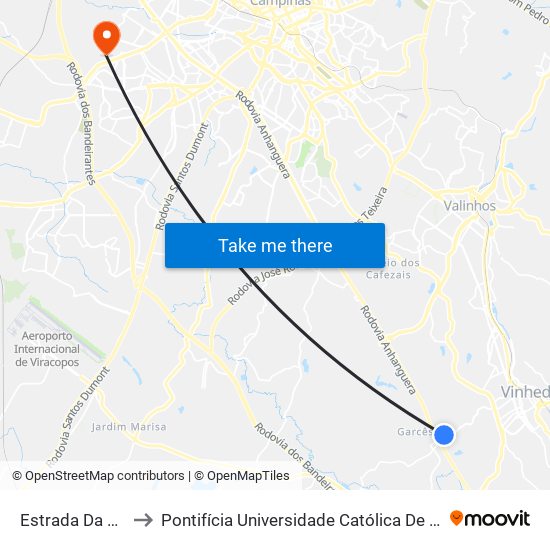 Estrada Da Capela, 554-646 to Pontifícia Universidade Católica De Campinas - Puc-Campinas (Campus II) map