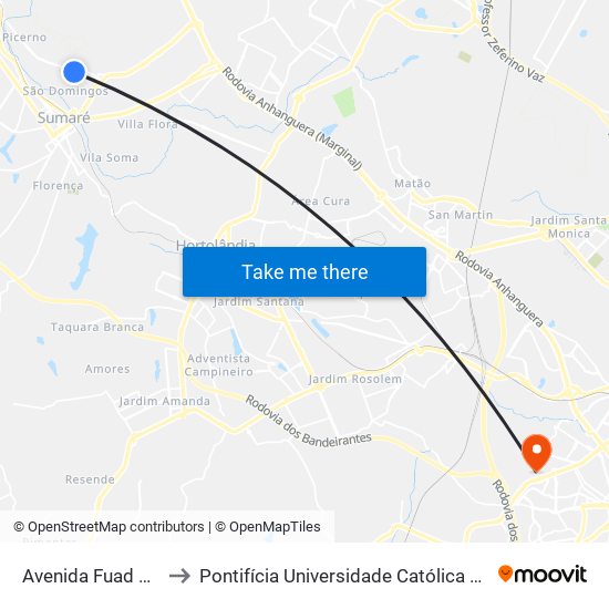 Avenida Fuad Assef Maluf, 920-950 to Pontifícia Universidade Católica De Campinas - Puc-Campinas (Campus II) map