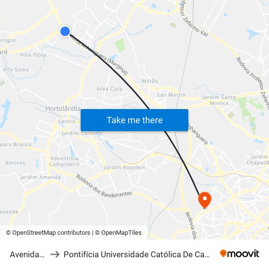 Avenida Brasil, 41 to Pontifícia Universidade Católica De Campinas - Puc-Campinas (Campus II) map